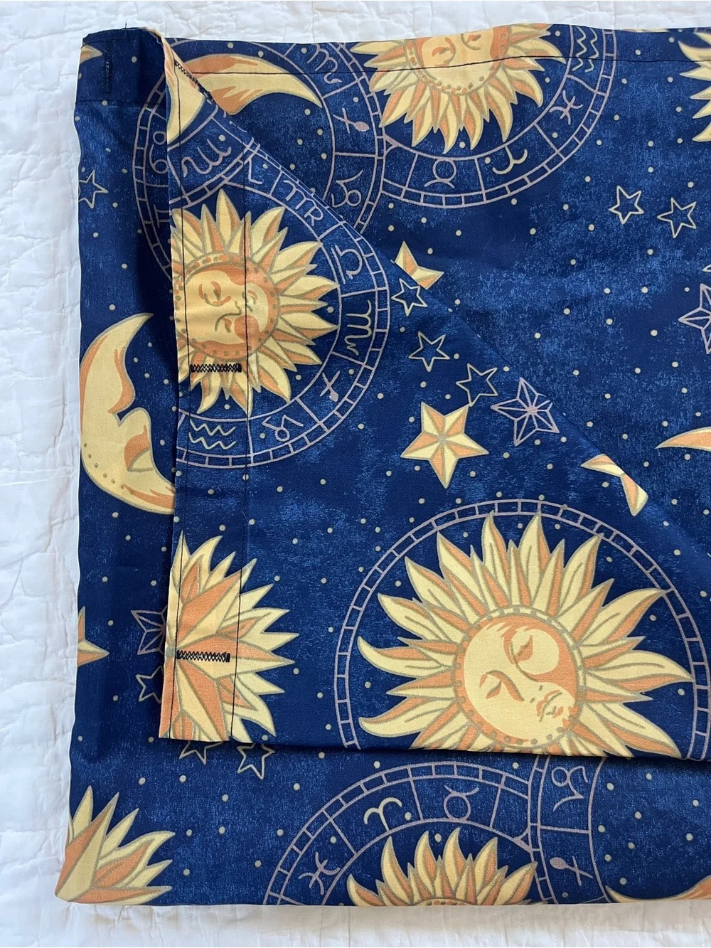 Vtg 90s Target Celestial Shower Curtain Blue Gold Sun Moon Star Y2K Whimsigoth